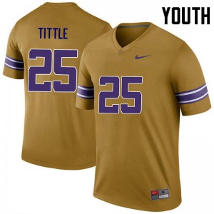 Youth LSU Tigers Y. A. Tittle #25 Gold Embroidery Legend Jerseys 117326-988